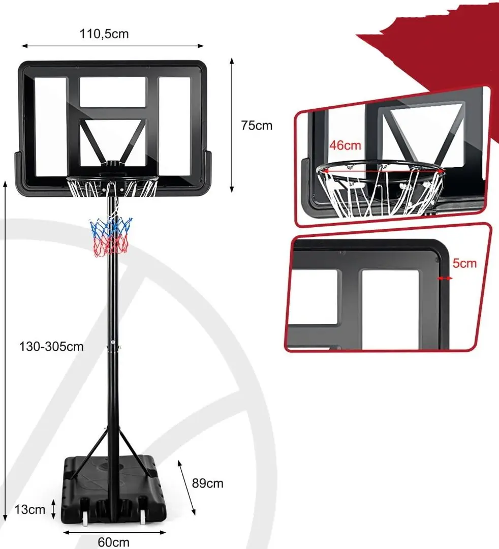 Stand de baschet Costway SP37743 (Black)