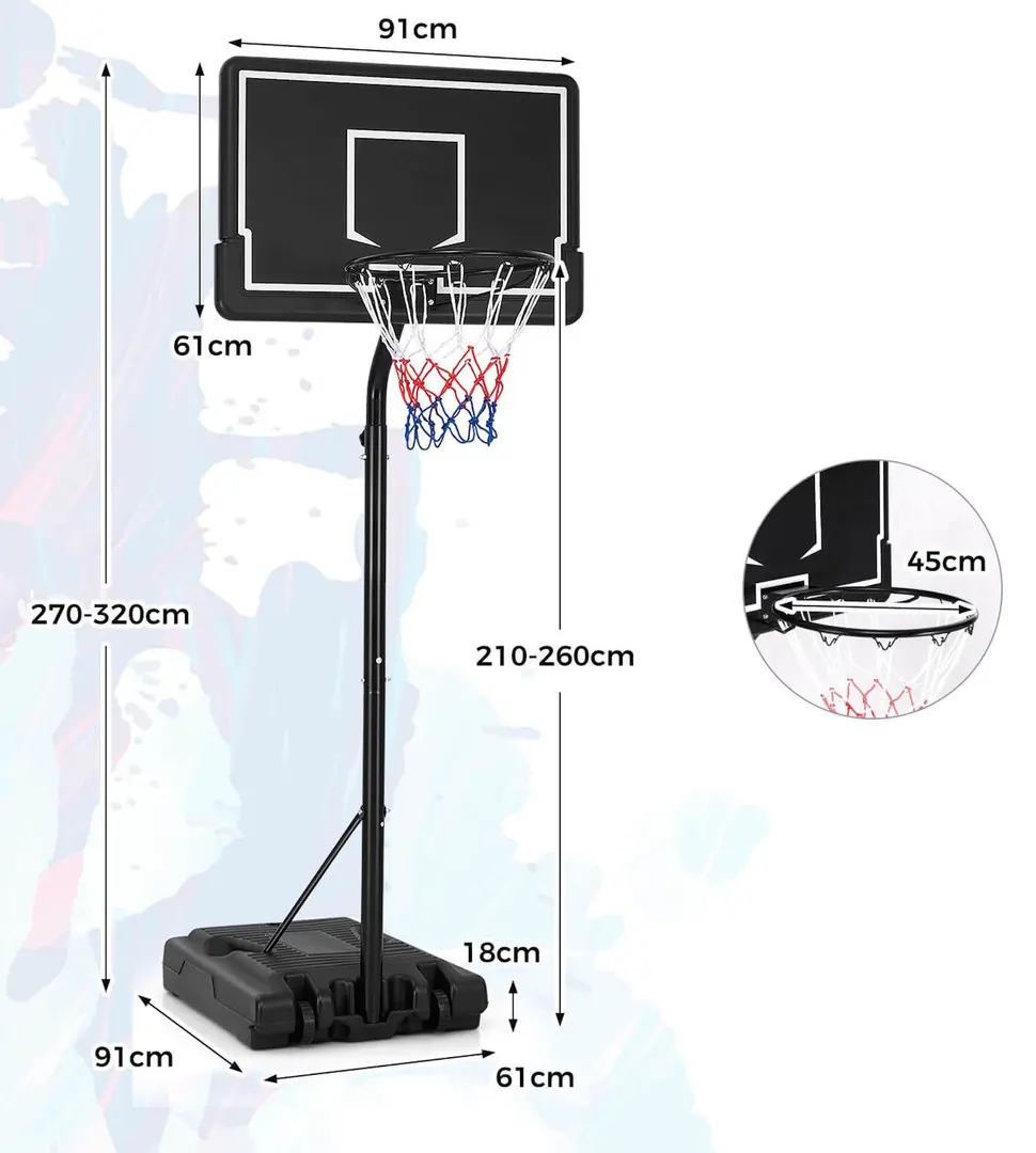 Баскетбольная стойка Costway SP37866 (Black)