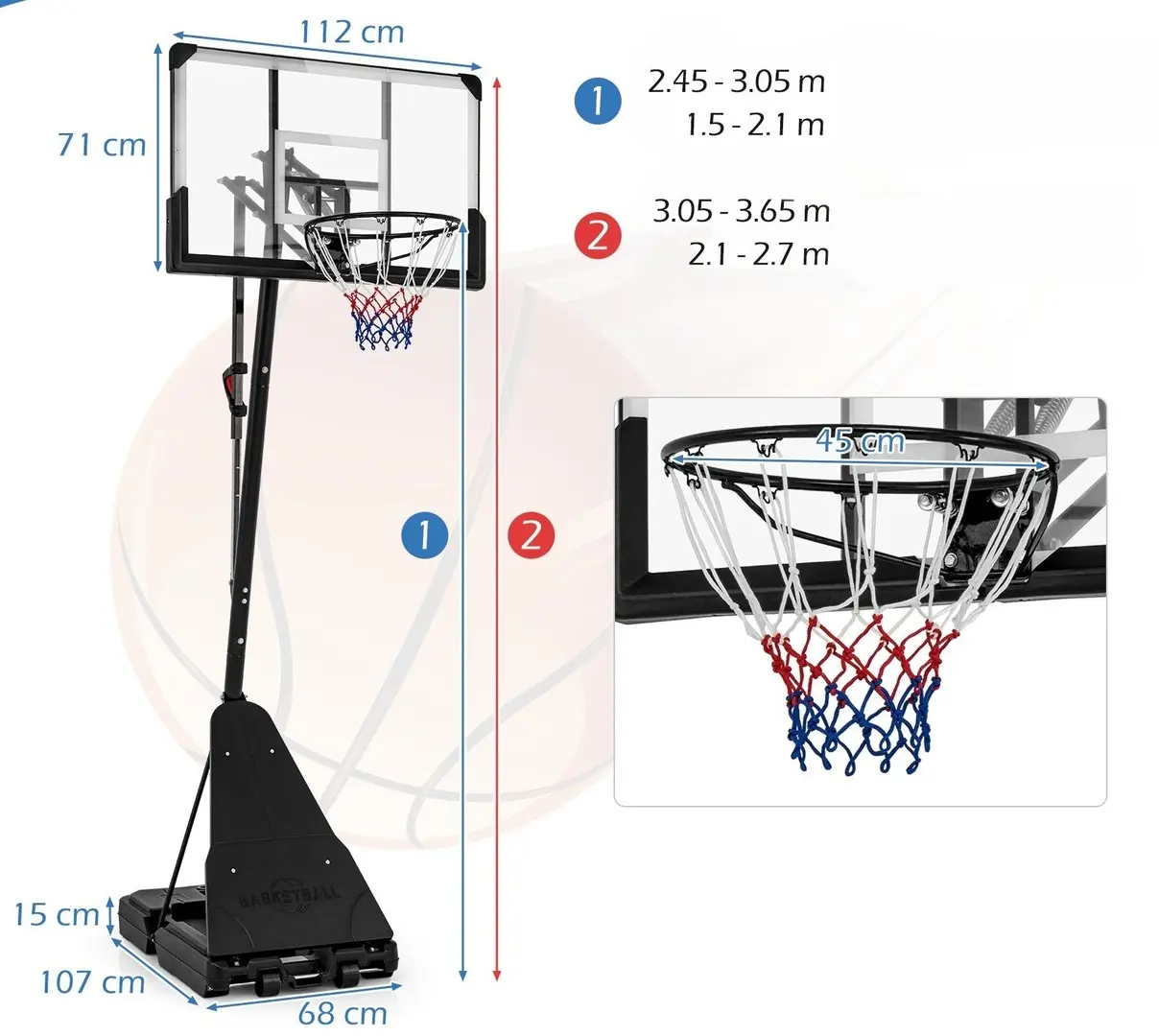 Баскетбольная стойка Costway SP38226 (Black) - 3