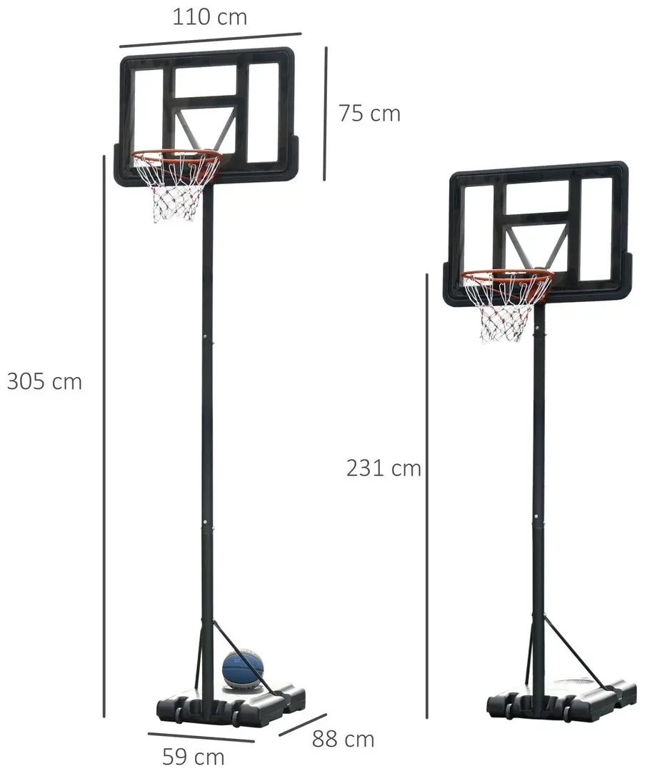 Stand de baschet Homcom A61-024 (Black) - 2