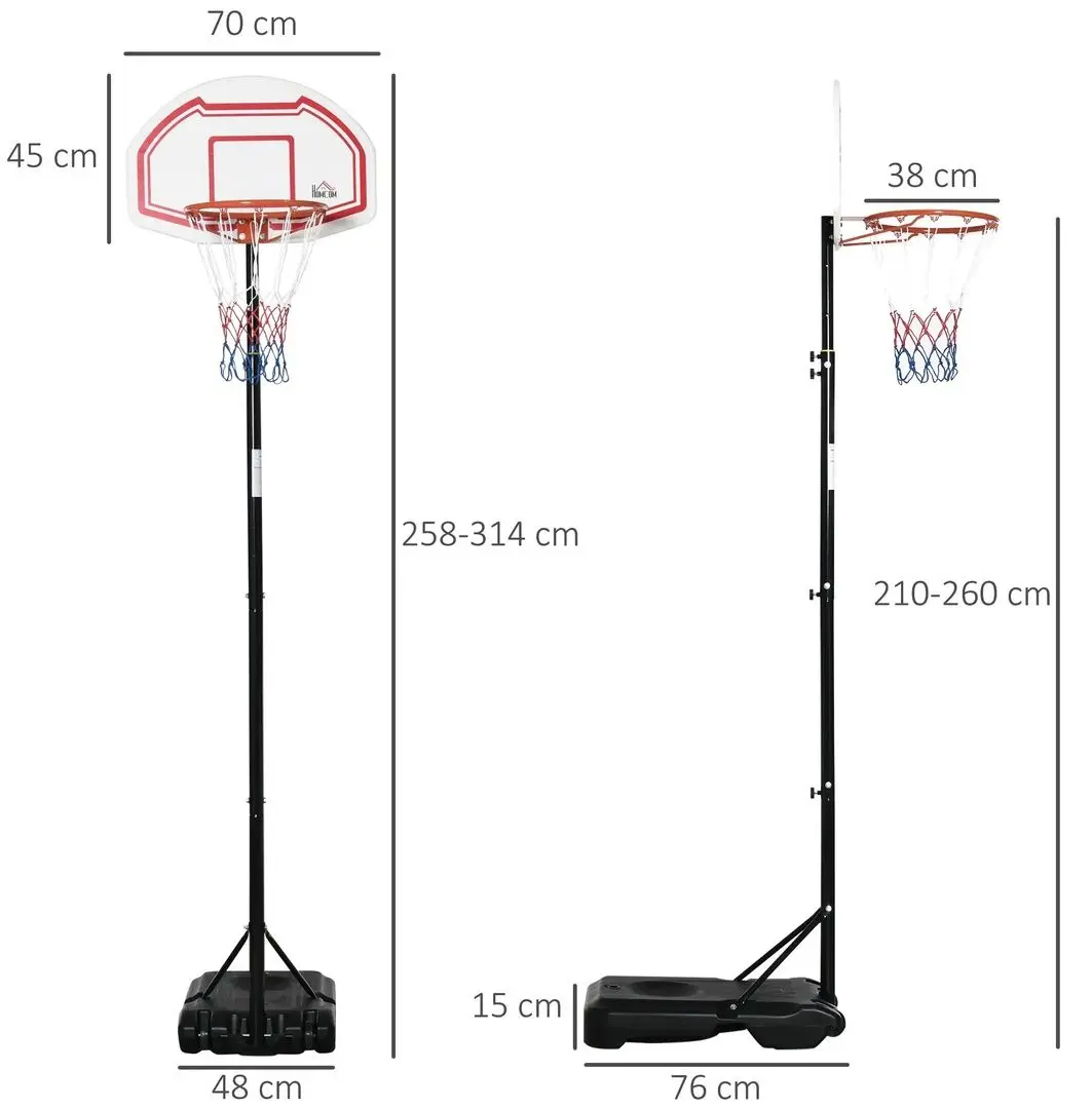 Баскетбольная стойка Homcom A61-027RD (Red)