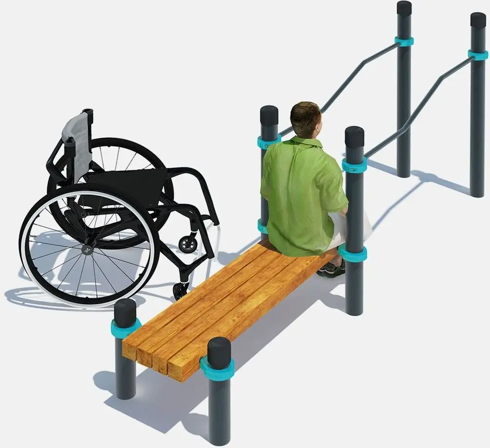 Брусья в подъем со скамьей для лиц с ОВЗ PlayPark PD-02