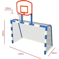 Футбольные ворота с баскетбольным щитом PlayPark FS-23 (White/Blue) Thumb