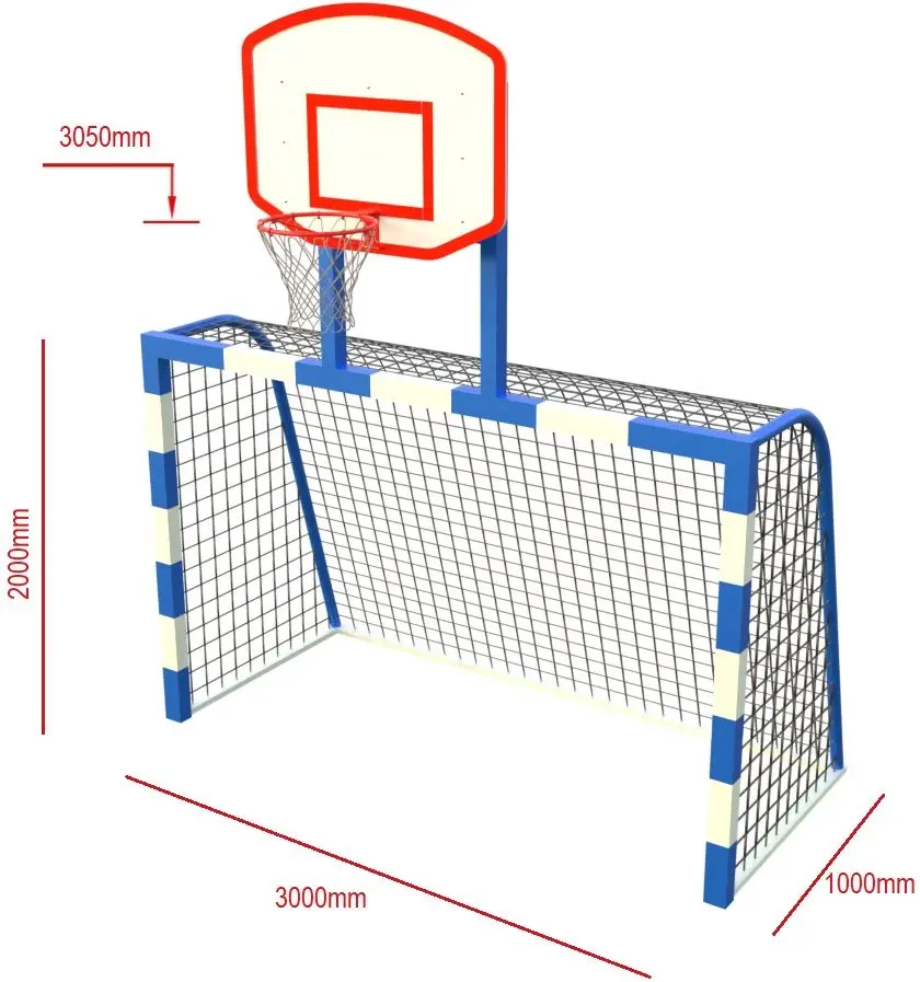 Футбольные ворота с баскетбольным щитом PlayPark FS-23 (White/Blue) - 3