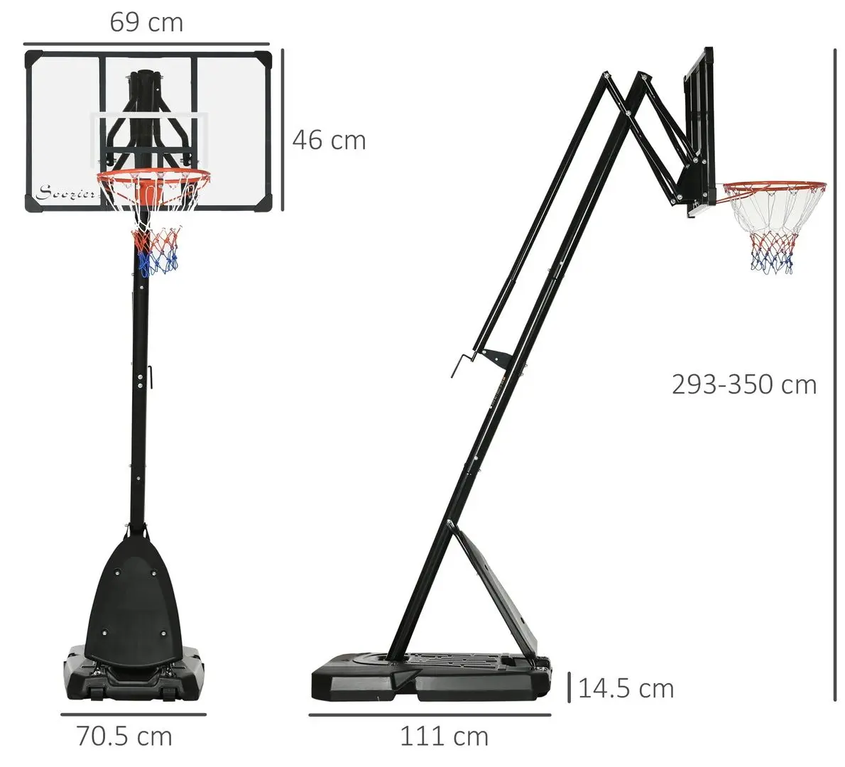 Баскетбольная стойка Sportnow A61-045V00BK (Black)