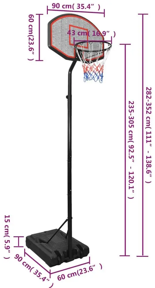 Stand de baschet VidaXL 3107832 (Black/Red)