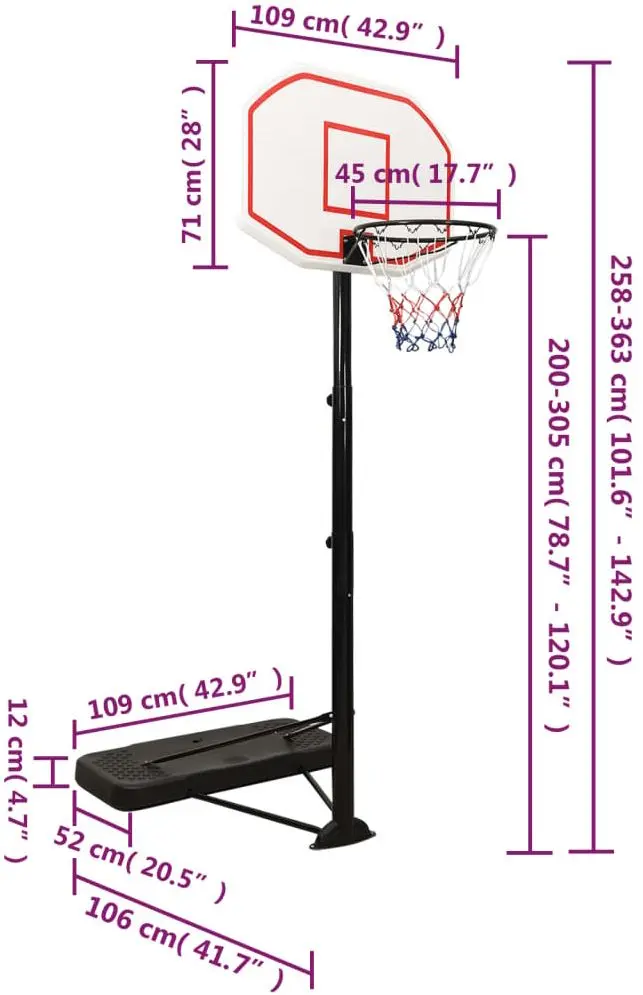 Баскетбольная стойка VidaXL 93648 (Black/White)