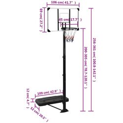 Баскетбольная стойка VidaXL 93650 (Black/Transparent) Thumb