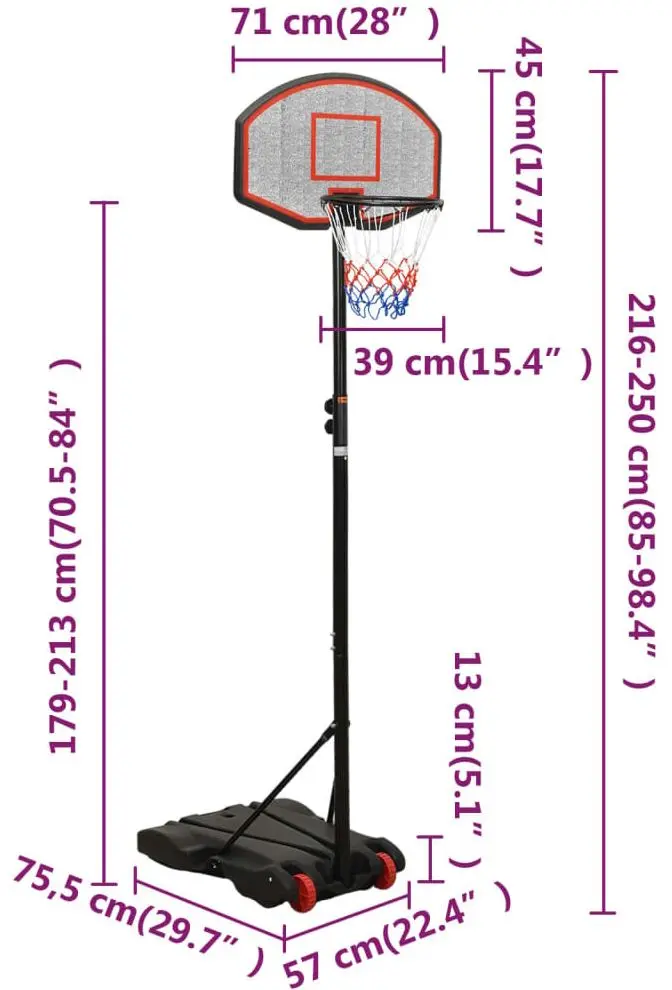 Баскетбольная стойка VidaXL 93656 (Black/Red)