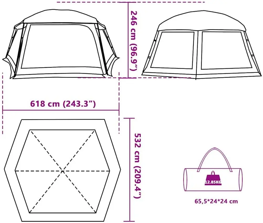 Cort pentru piscina cu cadru VidaXL 4100628 (Blue)