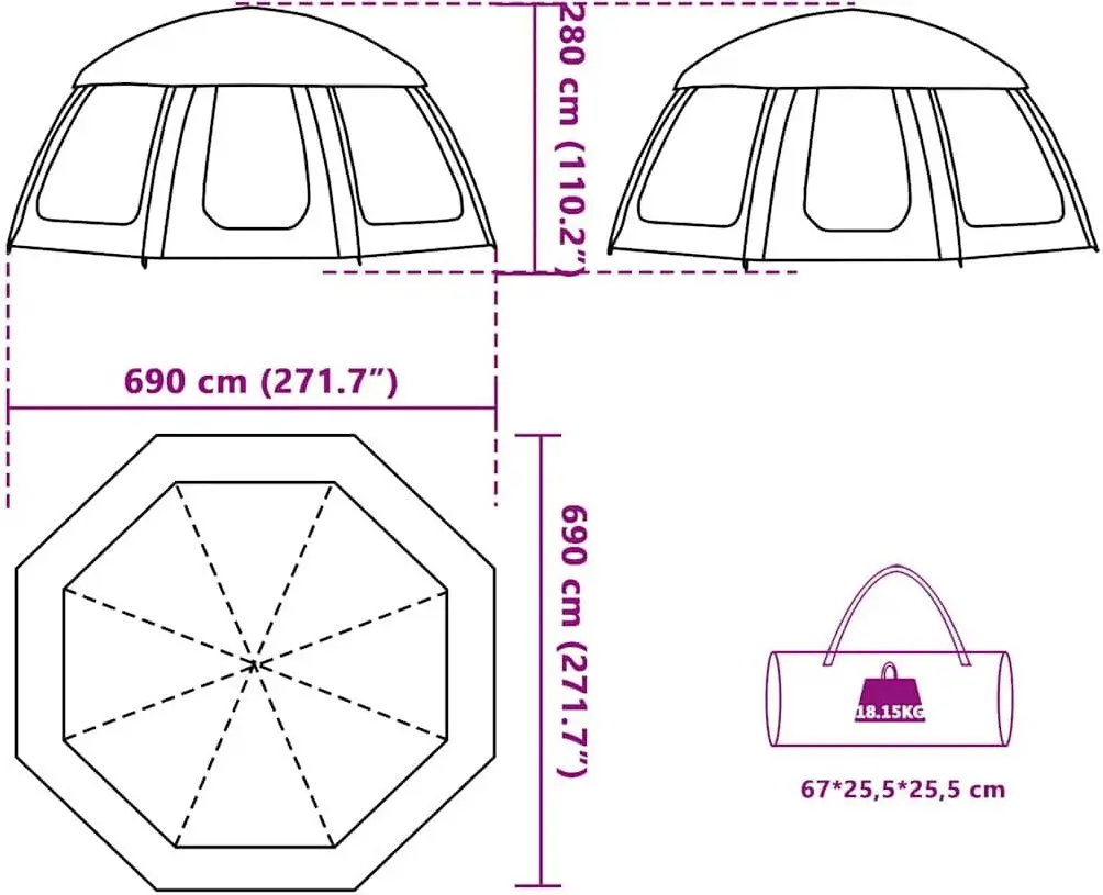 Cort pentru piscina cu cadru VidaXL 4100641 (Green)