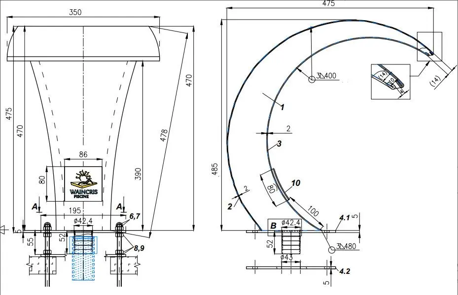 Водопад для бассейна Waincris Piscine Mini 350мм (Inox)