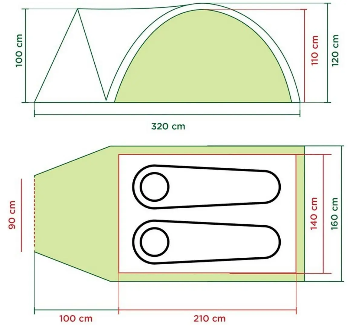 Палатка Coleman Darwin 2+ (Grey/Green) - 2