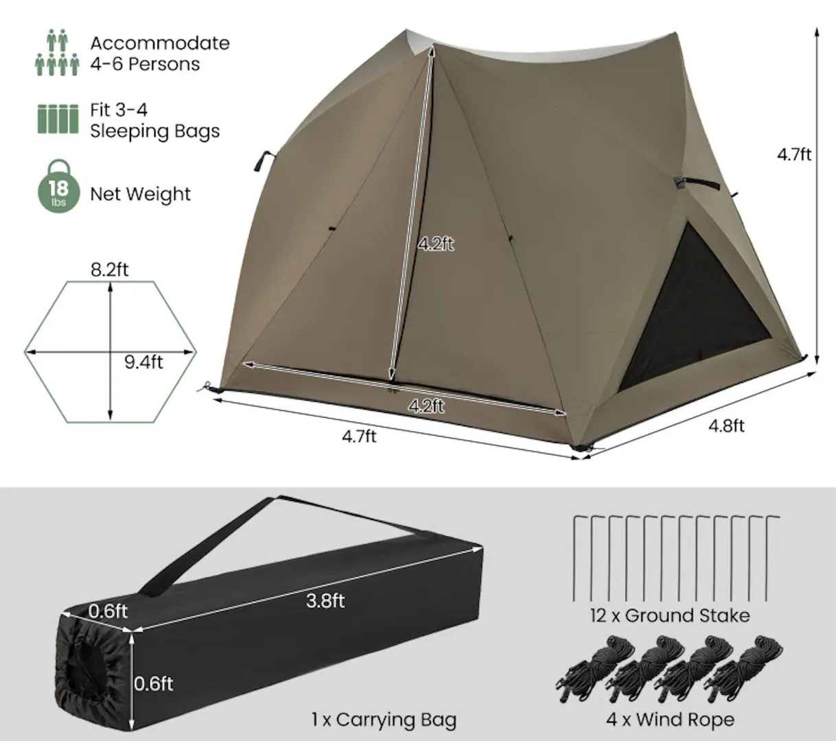 Cort Costway NP11708GN (Olive Green)