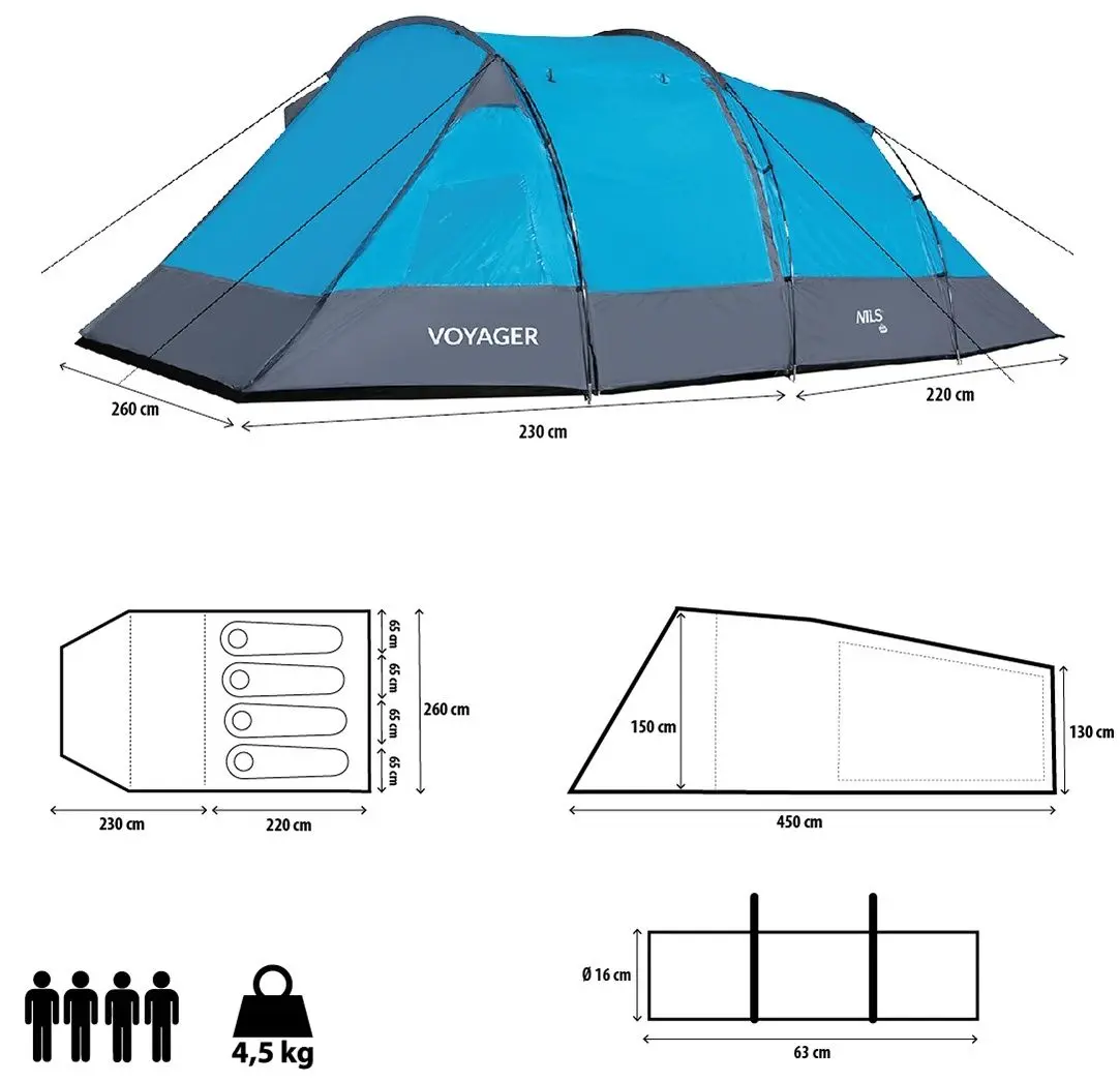 Палатка Nils Camp NC3027 (Blue/Grey)