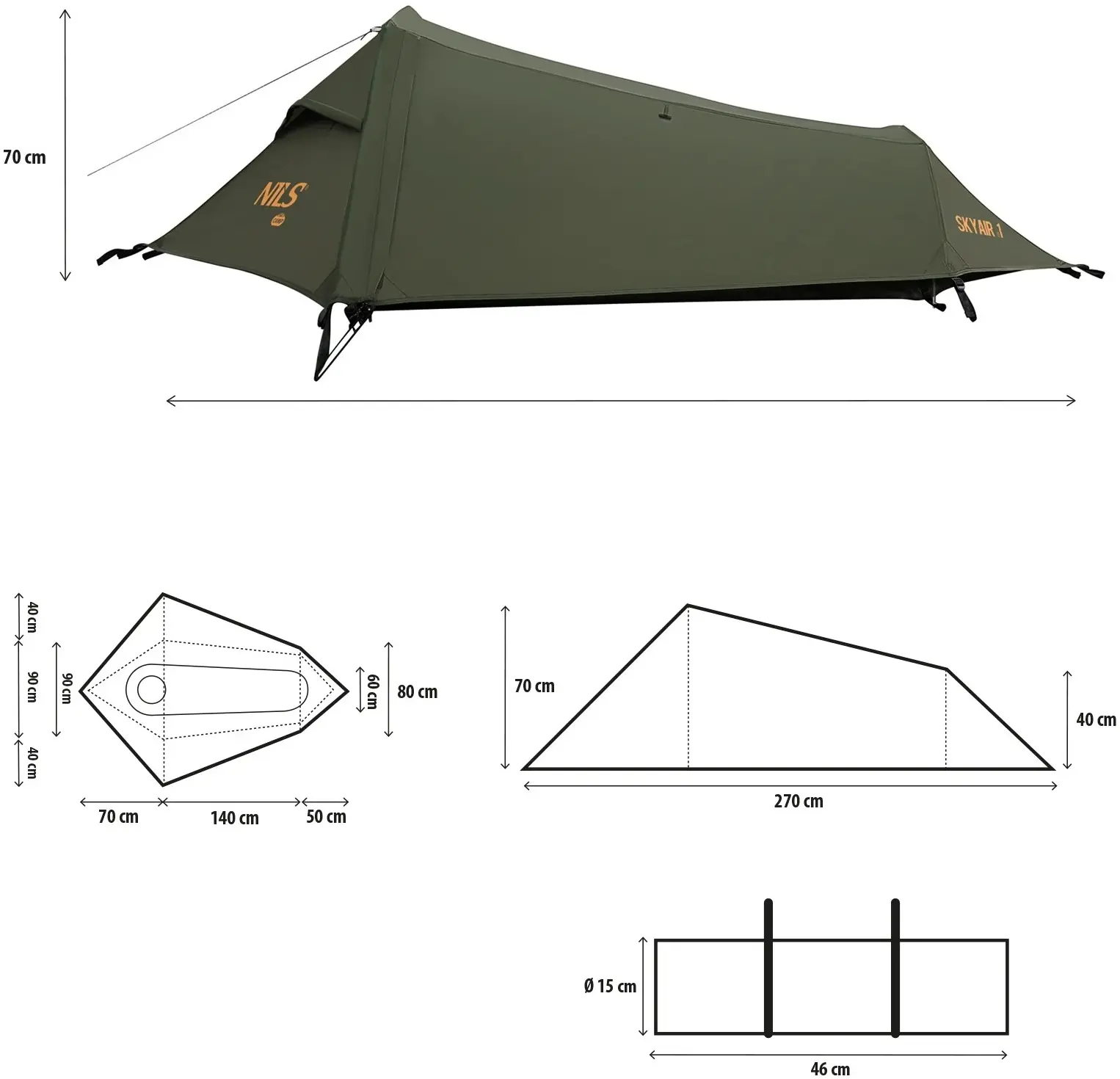 Палатка Nils Camp Skyair 1 NC2501 (Green) - 12