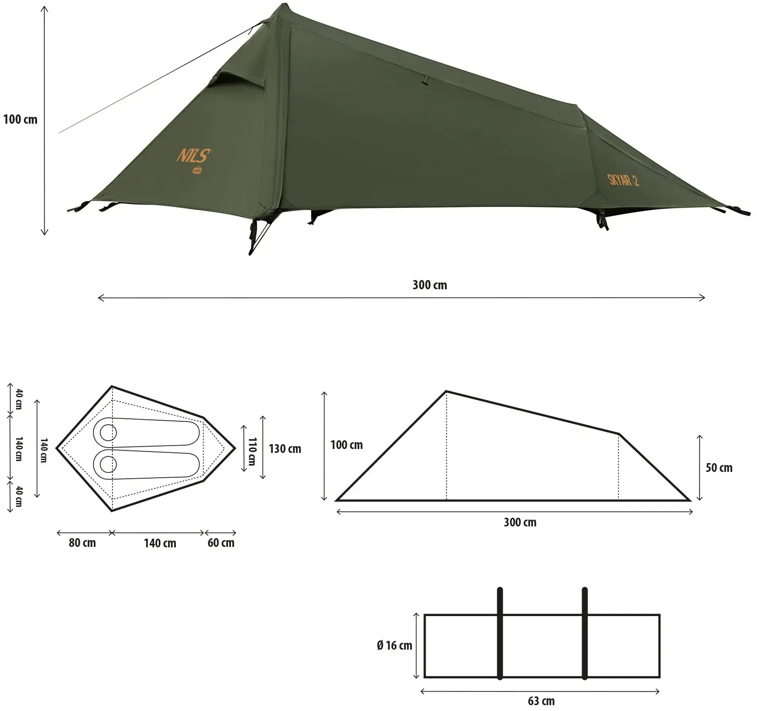 Палатка Nils Camp Skyair 2 NC2502 (Green) - 11