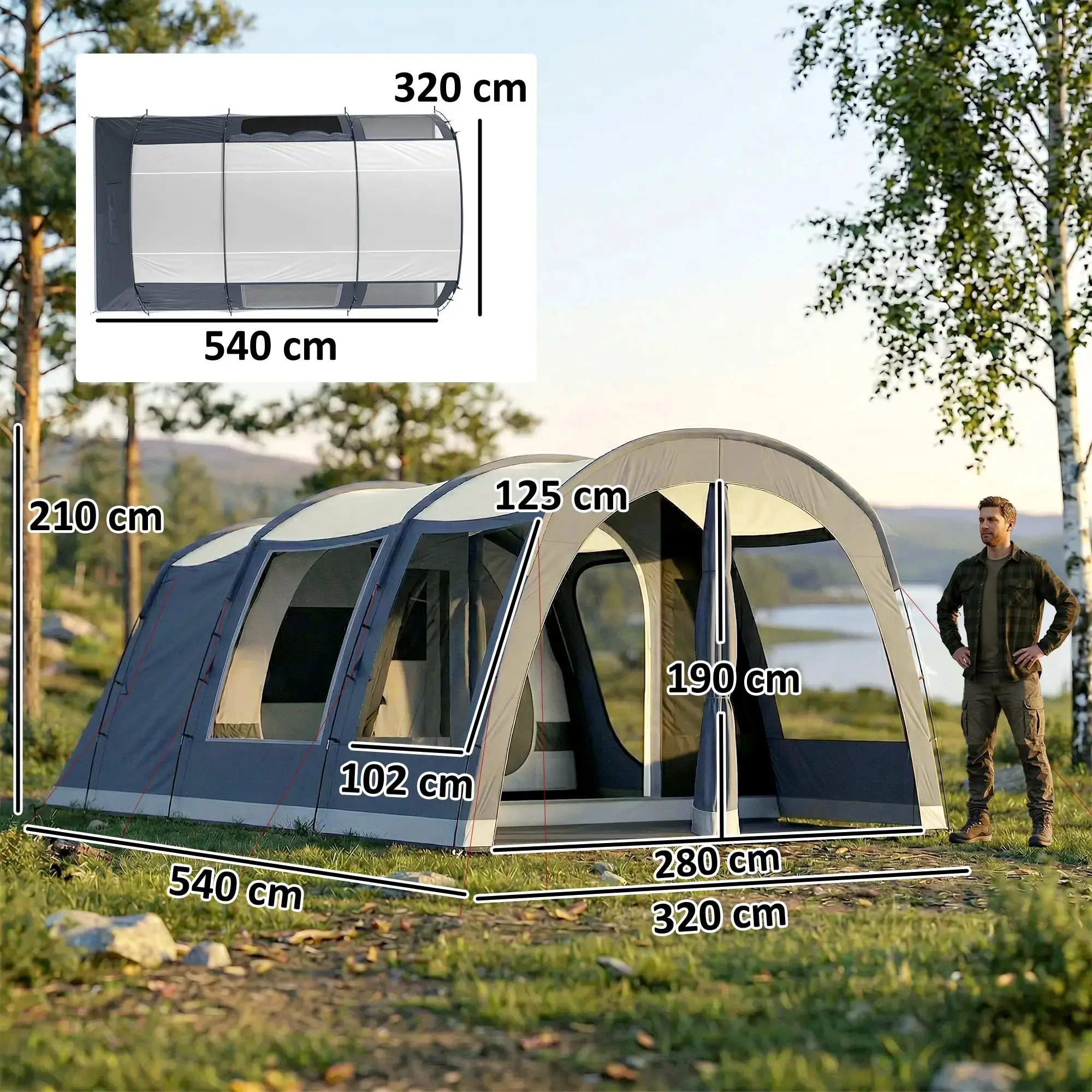 Cort de camping Outsunny A20-564V00NU (Dark Blue) - 3
