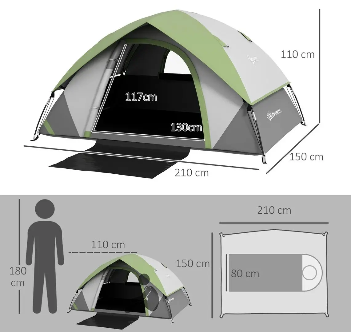 Палатка Outsunny A20-407V00GN (Grey/Green) - 6