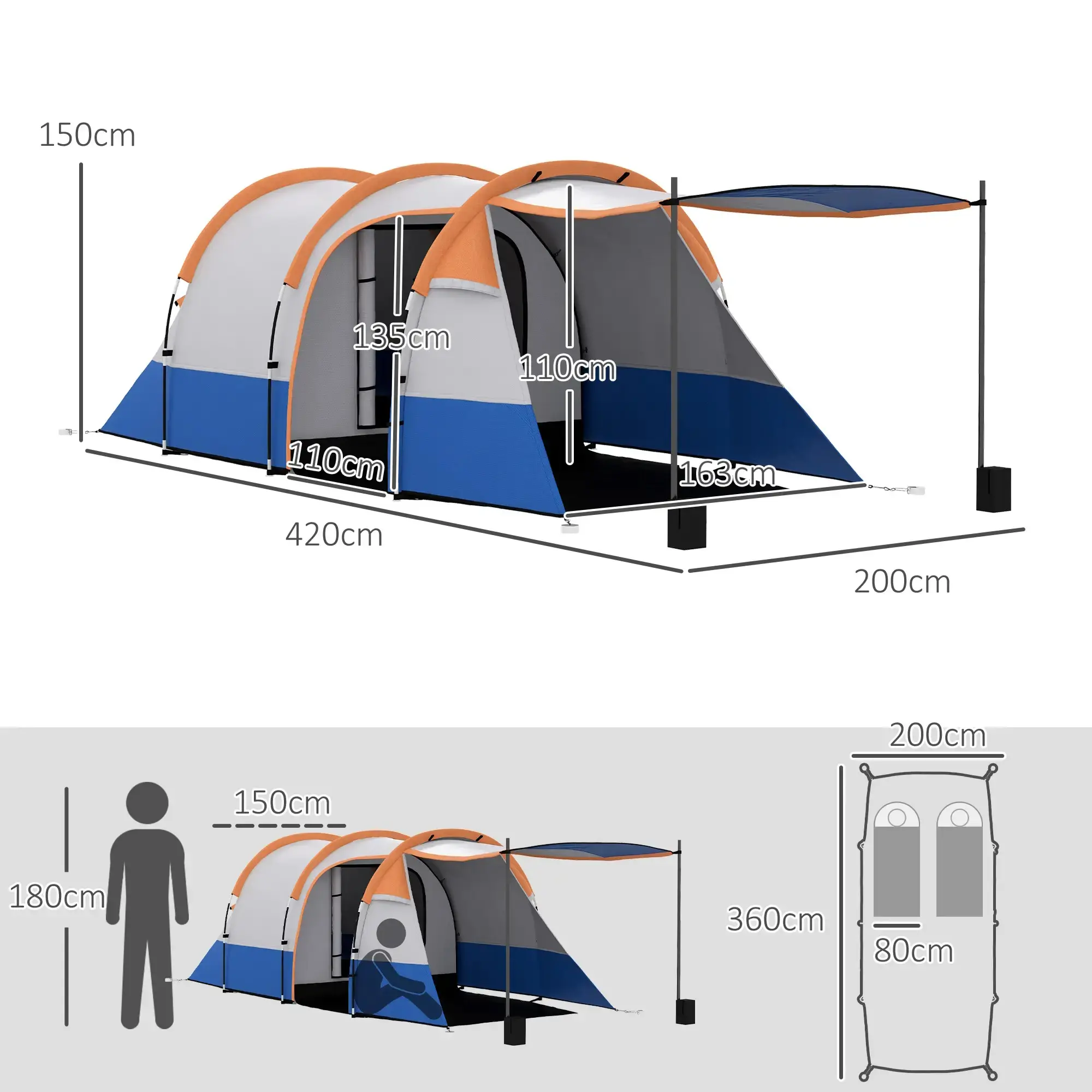 Cort Outsunny A20-425V00OG (Orange/Blue) - 3