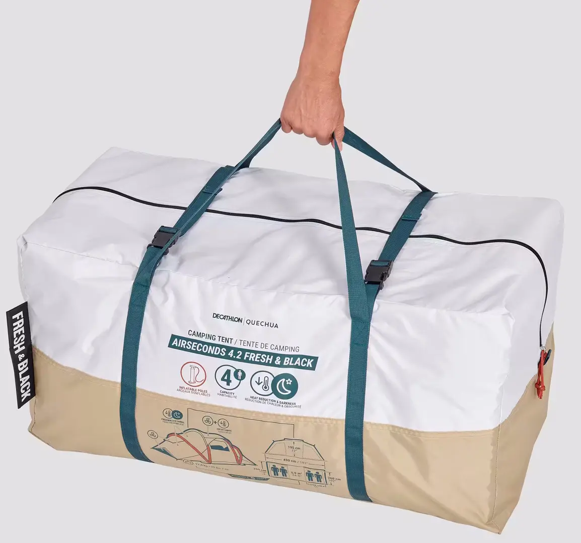 Палатка Quechua Air Seconds 4.2 Fresh&Black (Beige/White) - 7