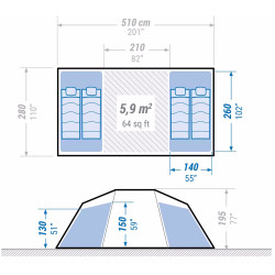 Палатка Quechua Air Seconds 4.2 Fresh&Black (Beige/White) Thumb