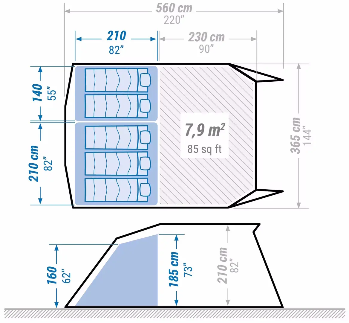 Палатка Quechua Air Seconds 5.2 Fresh&Black (Beige/White) - 12