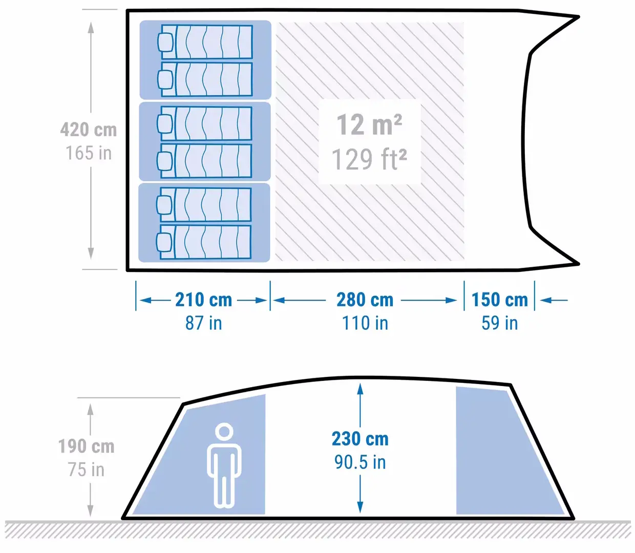 Палатка Quechua Air Seconds 6.3 Fresh&Black XXL (Beige/White) - 11