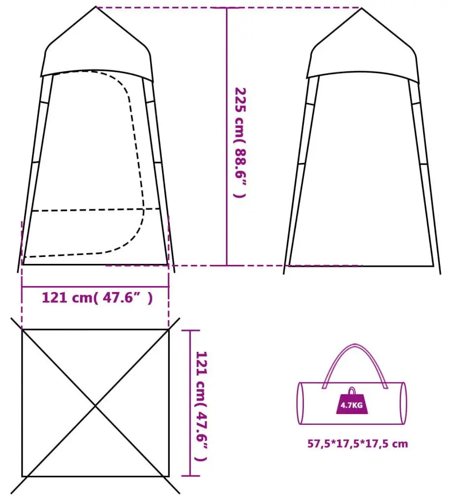 Cort dus-toaleta VidaXL 94424 (Green)