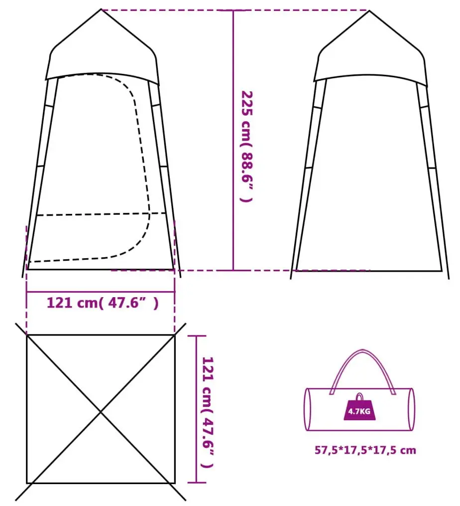 Cort dus-toaleta VidaXL 94425 (Blue)