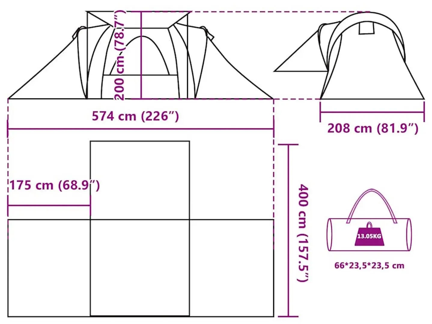 Палатка VidaXL 4009386 (Green/White)