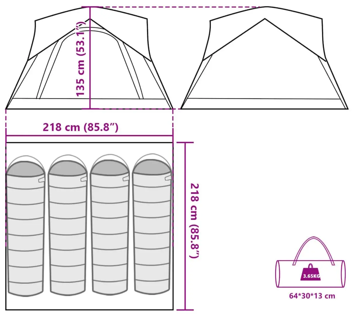 Палатка VidaXL 4009454 (Orange/Grey)