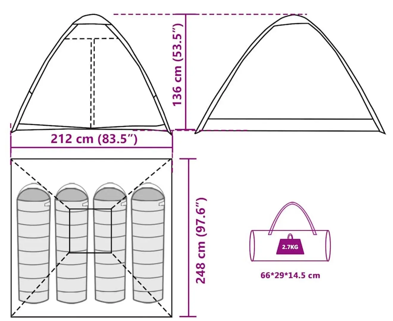 Палатка VidaXL 4009637 (Brown)