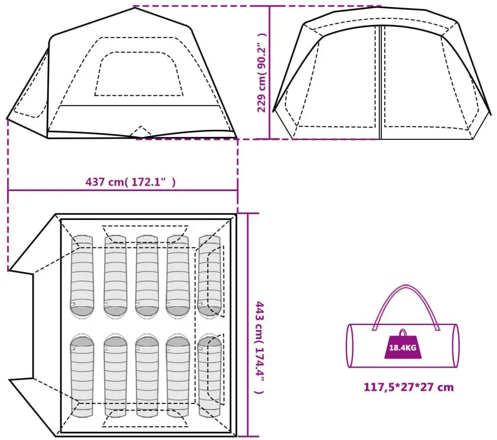 Палатка VidaXL 94303 (Grey/Orange)