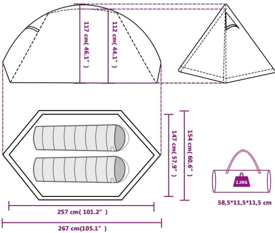 Палатка VidaXL 94321 (Grey/Orange)