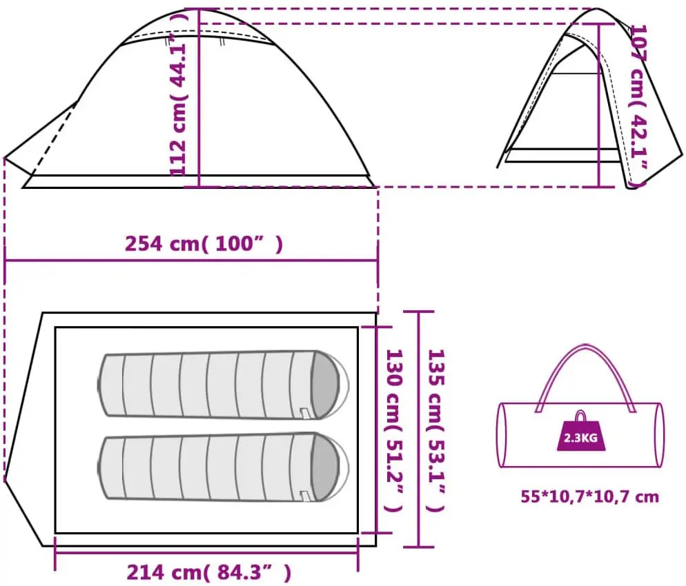 Палатка VidaXL 94329 (Grey/Orange)