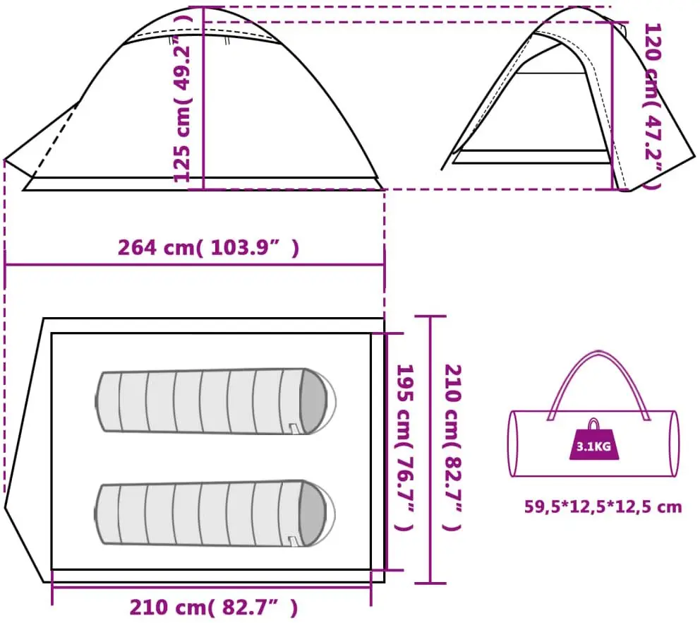 Палатка VidaXL 94333 (Grey/Orange)