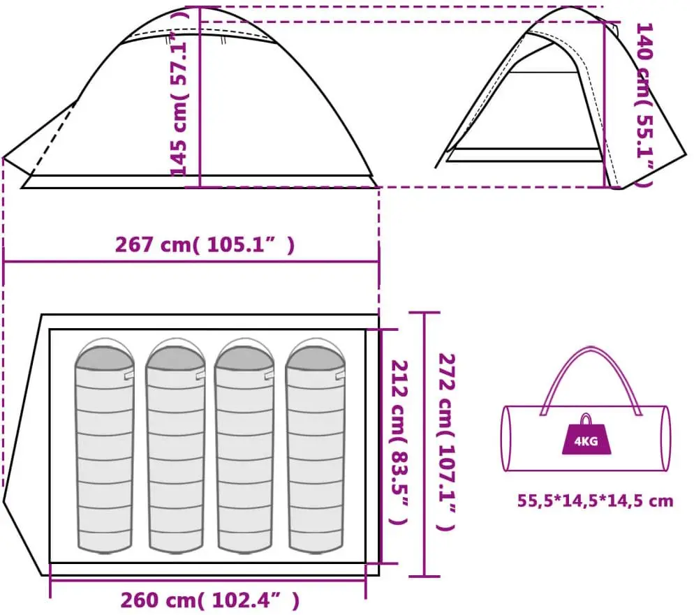 Палатка VidaXL 94337 (Grey/Orange)