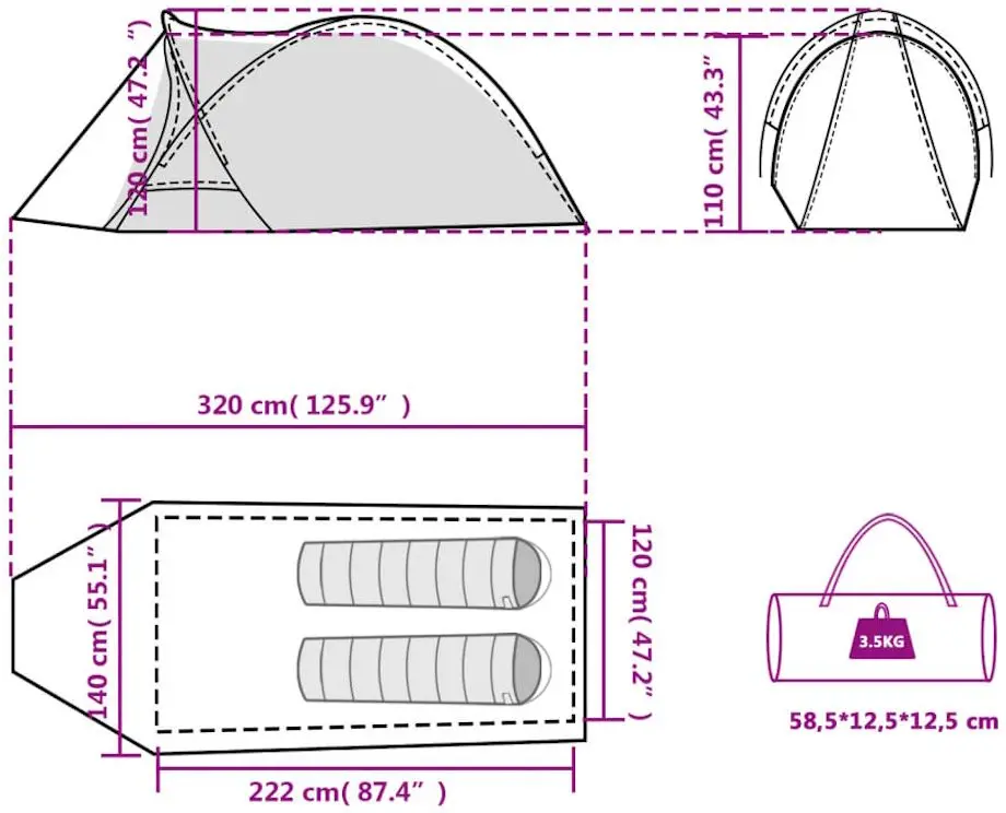 Палатка VidaXL 94342 (White)