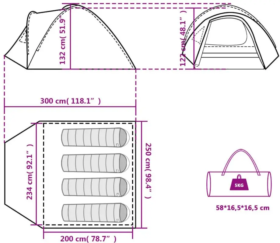 Палатка VidaXL 94351 (Grey/Orange)