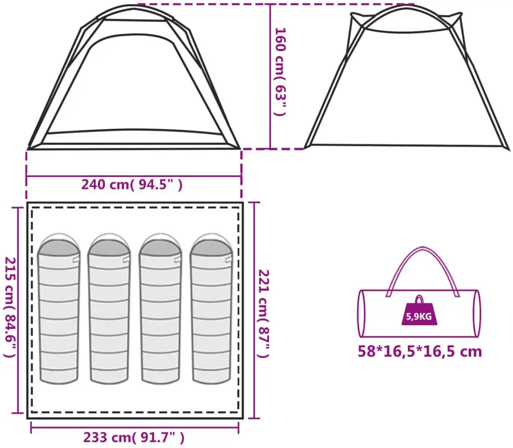 Палатка VidaXL 94358 (Orange/Grey)