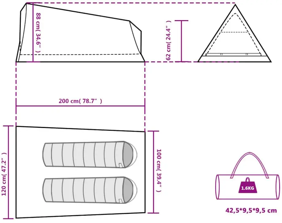 Палатка VidaXL 94364 (Grey/Orange)