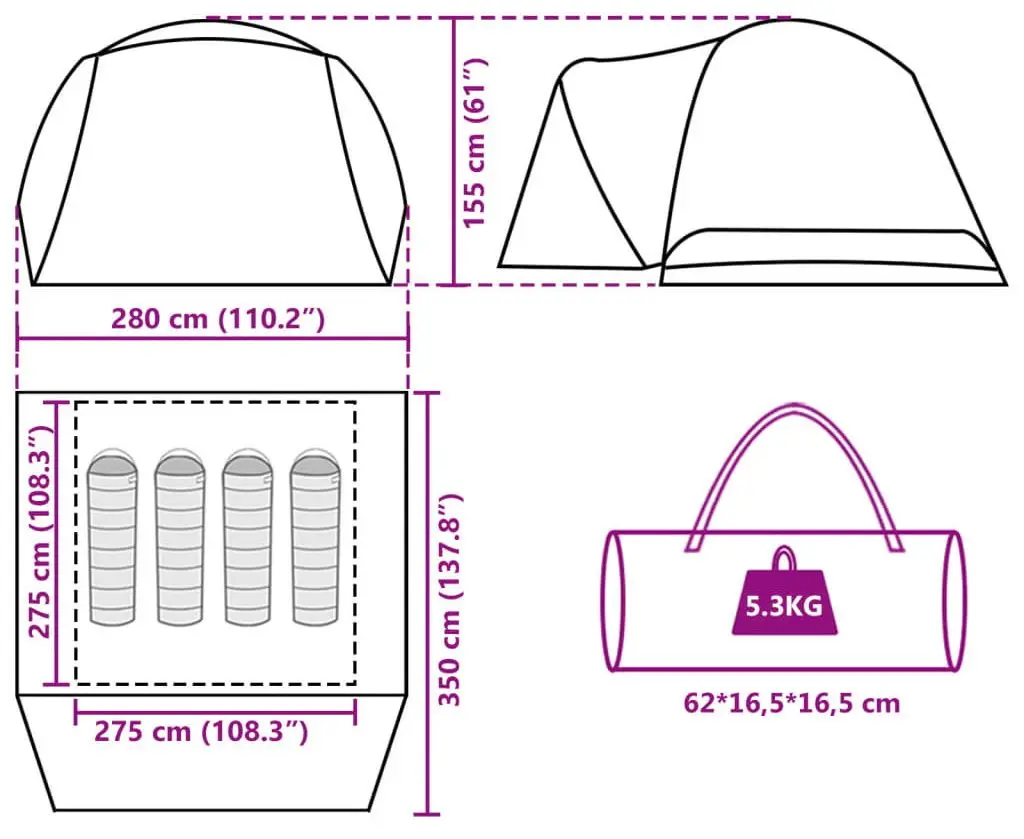 Палатка VidaXL 94415 (Green/White) - 15