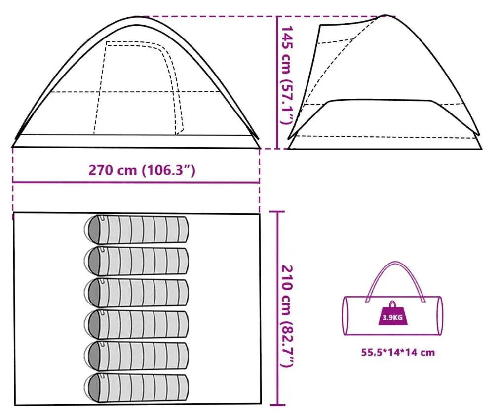 Палатка VidaXL 94553 (Orange/Grey)