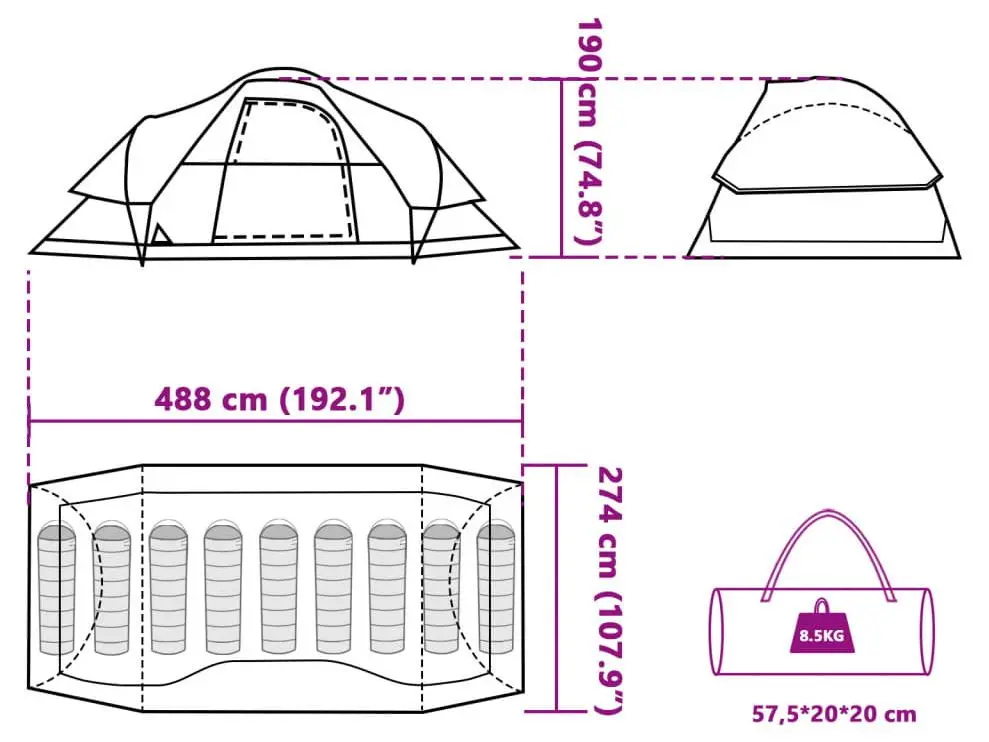 Палатка VidaXL 94565 (Grey/Orange)