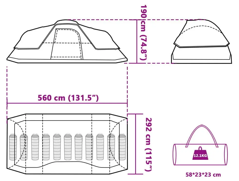 Палатка VidaXL 94567 (Blue/Grey)
