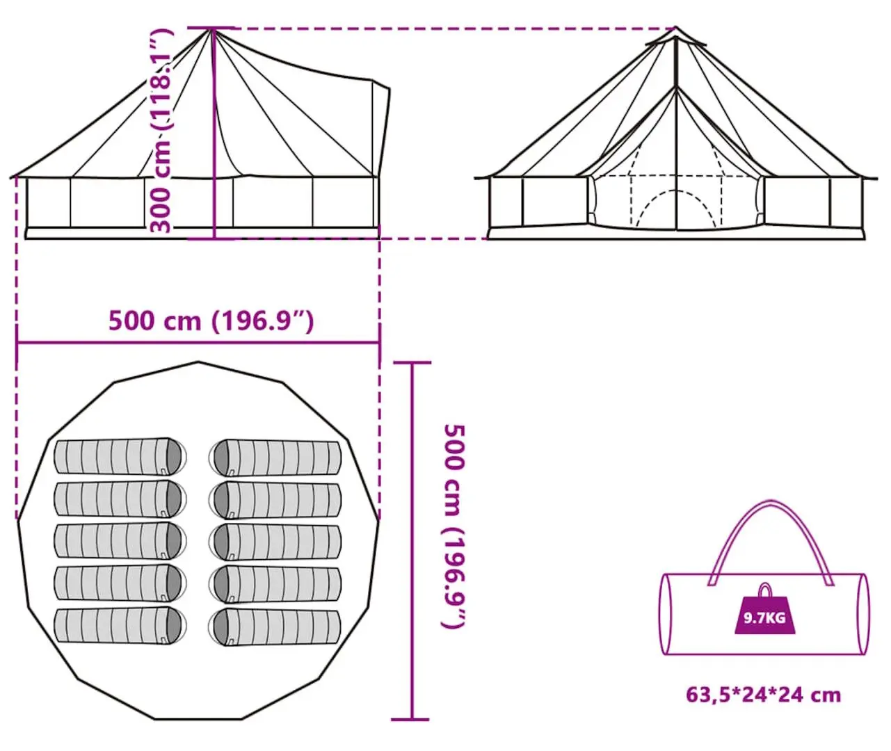 Палатка VidaXL 94595 (Blue/Grey)