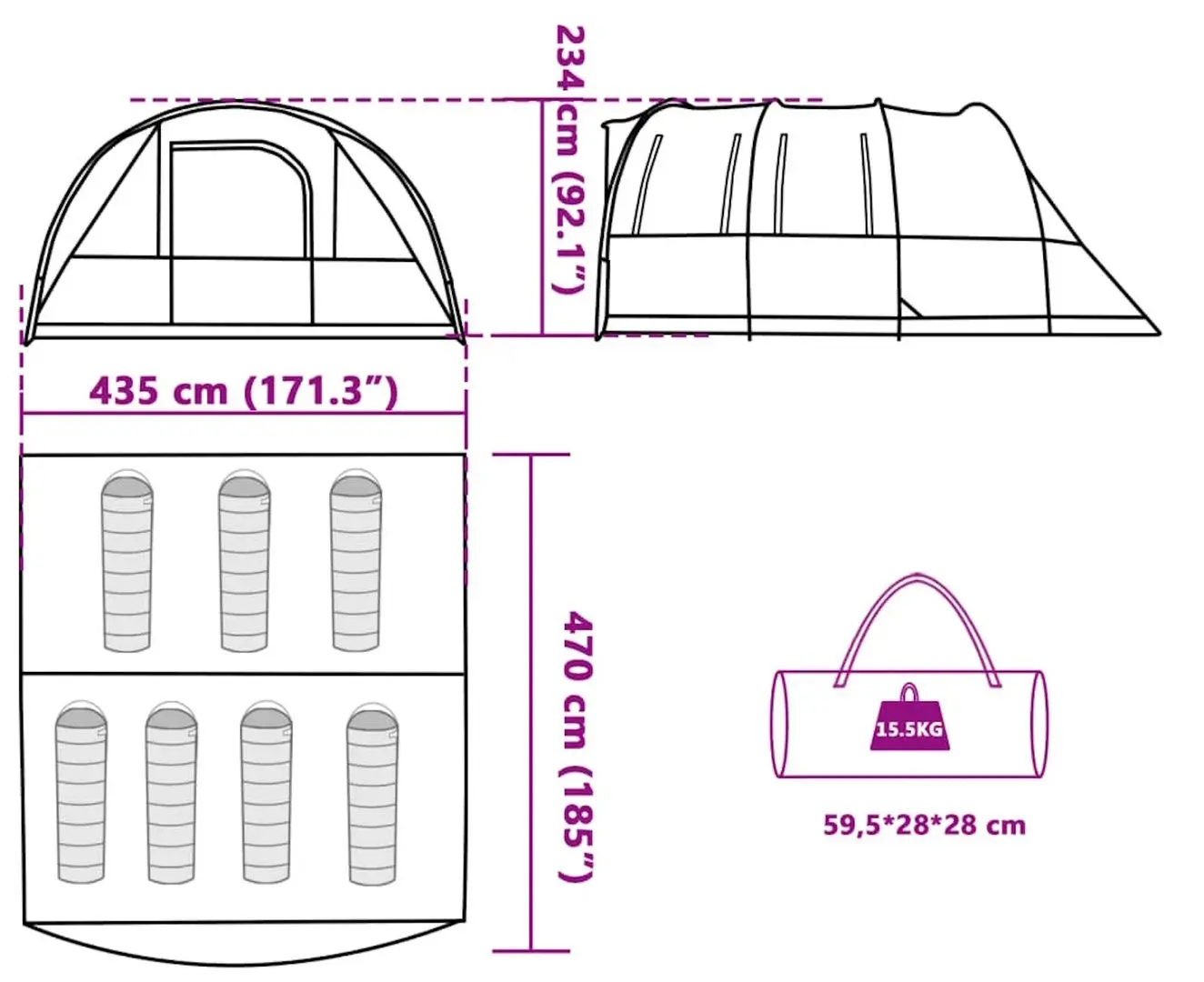 Палатка VidaXL 94625 (Green/White)
