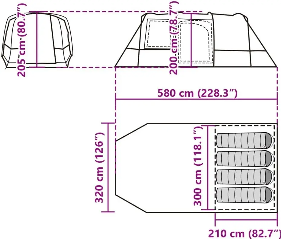 Палатка VidaXL 94628 (Green/Grey)