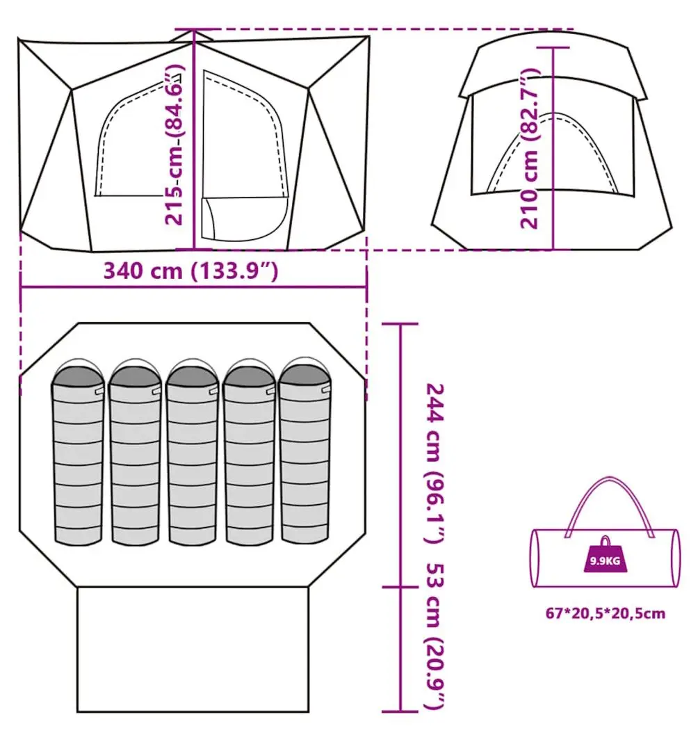 Палатка VidaXL 94752 (Green/Grey)